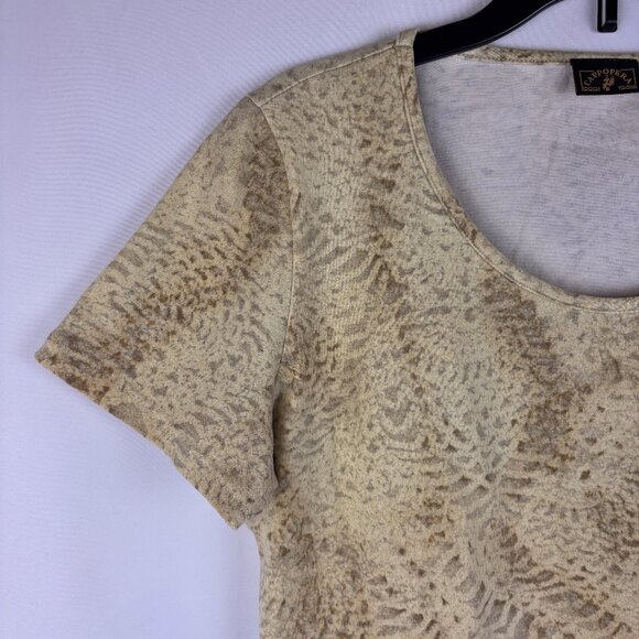 Large Cappopera Vintage T Shirt Scoop Neck Short Sleeve Cotton Soft Patterned - Picture 5 of 11